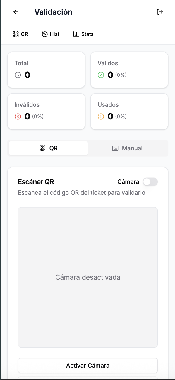 Sistema de validación de entradas QR de Tickean