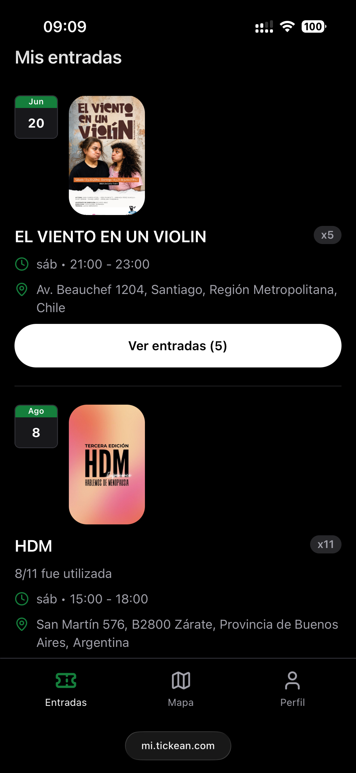 Mi Tickean eventos listados de clientes